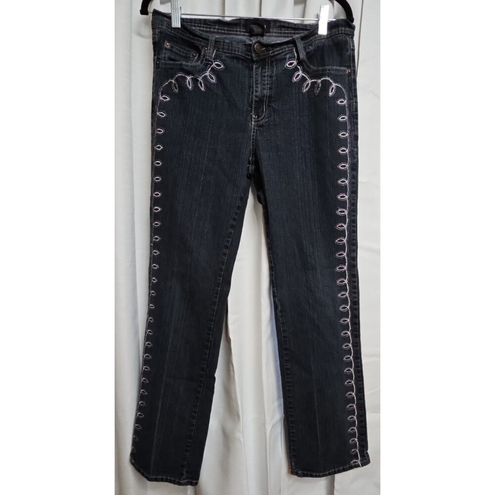 U 51 Woman's Size 12  Jean Dark Wash Embroidered  Stretch Denim Jeans - Picture 9 of 10